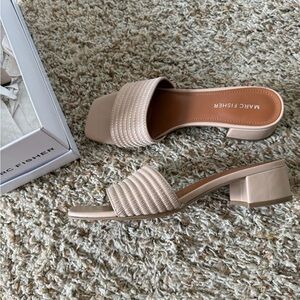 Marc Fisher Beige Quilted Mules